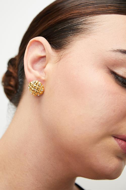 Funky Pineapple Style Earrings - Gold