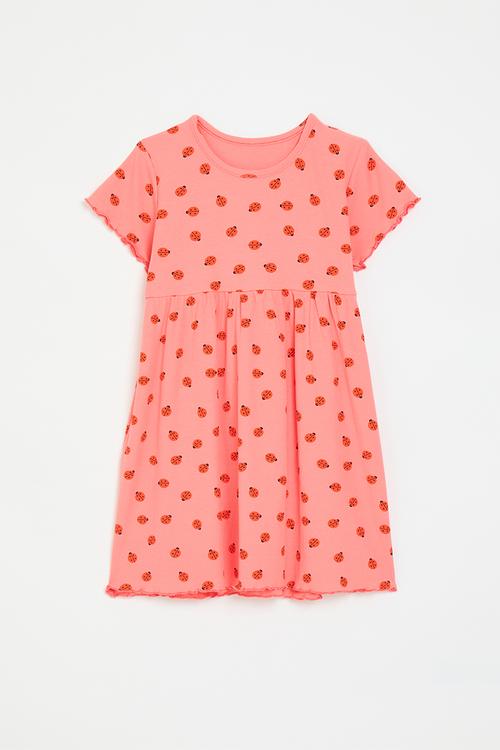 Ladybug all-over-print skeater dress - pink