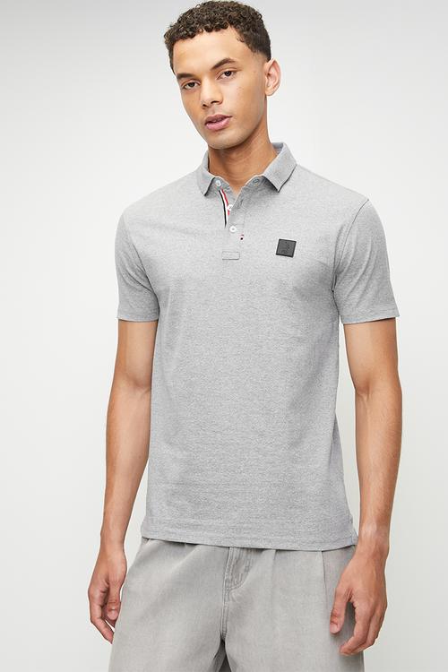 Jenson active badge short sleeve golfer - grey melange