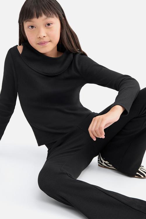 Leggings rib flare - black