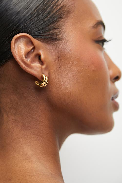 Double-Barrel Hoop Earrings - Gold