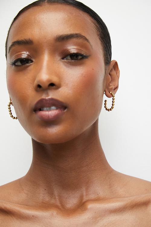 Trend Bead Hoop Earrings - Gold