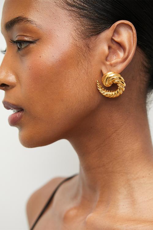 Organic Shell Style Earrings - Gold