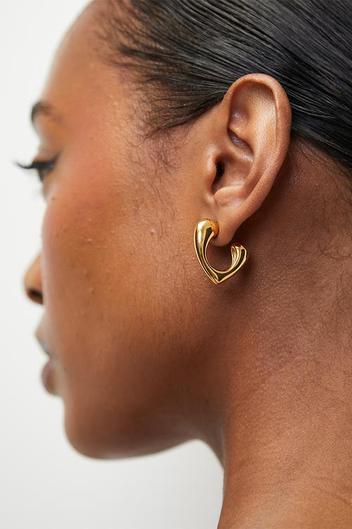 Modern Designer Shape Hoop Earrings - Gold