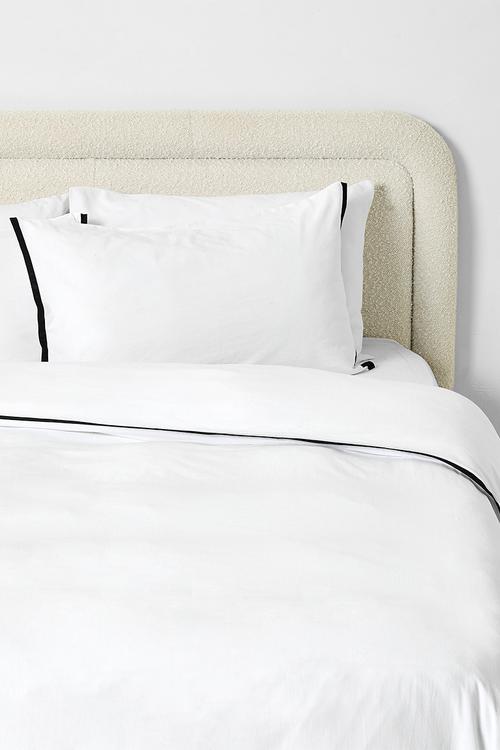 Washed Cotton Duvet Set With Contrast Black Oxford