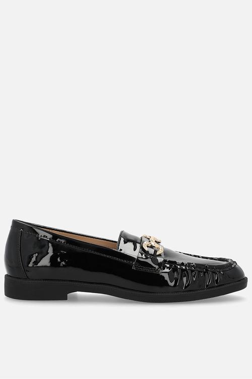 Ruched hardware detail loafers - black