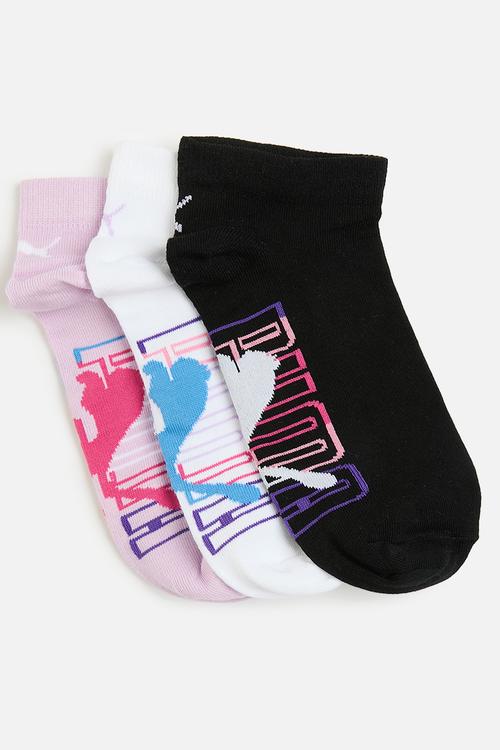 Ladies 3pk low cut graphic socks - multi