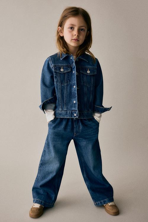 Wide leg paper bag jeans - denim blue