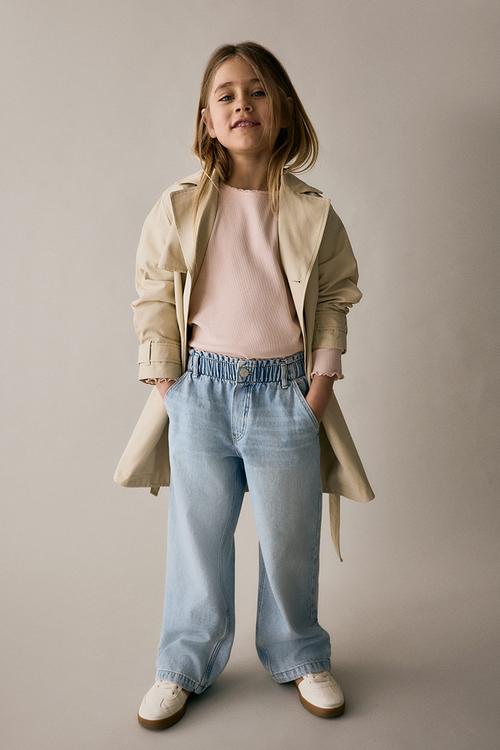 Wide leg paper bag jeans - light denim blue