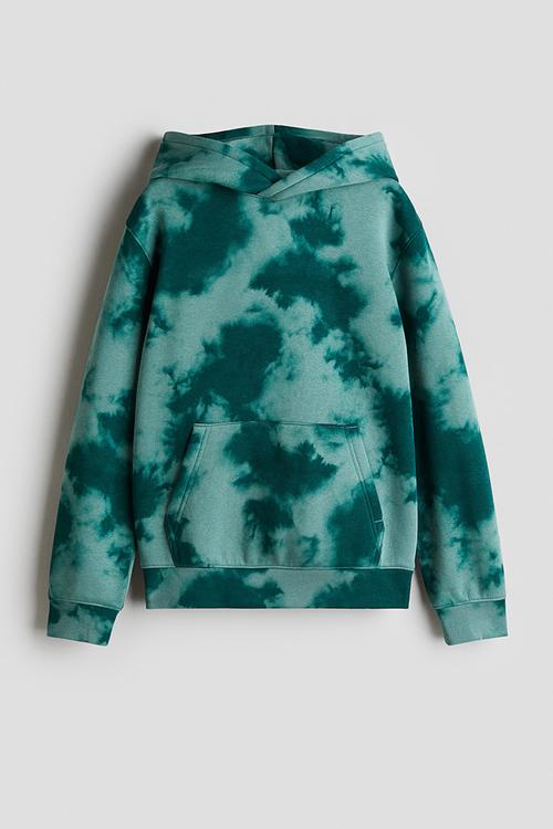 Hoodie - green tie-dye