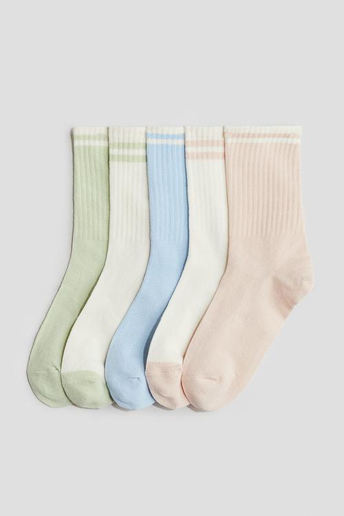 5 pack socks - light pink & light blue