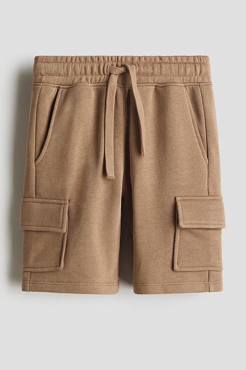Sweatshirt cargo shorts - light brown
