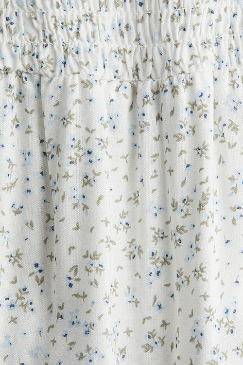 Smocked tiered skirt - white floral