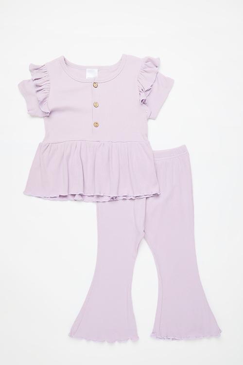 Peplum tee & flared legging set - light purple