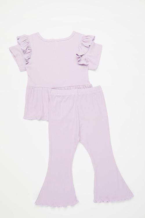 Peplum tee & flared legging set - light purple