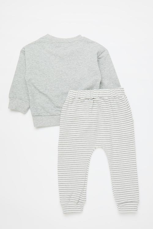 Contrast pocket sweater with joggers - grey/grey stripe