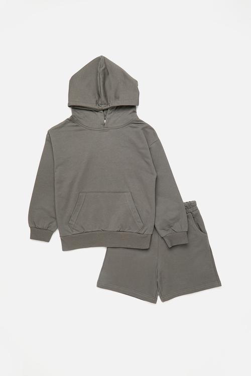 Hoodie & shorts set - grey