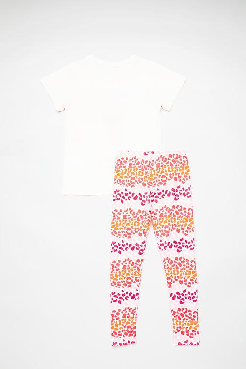 Graphic tee with printed leggings - white/multi/be brave