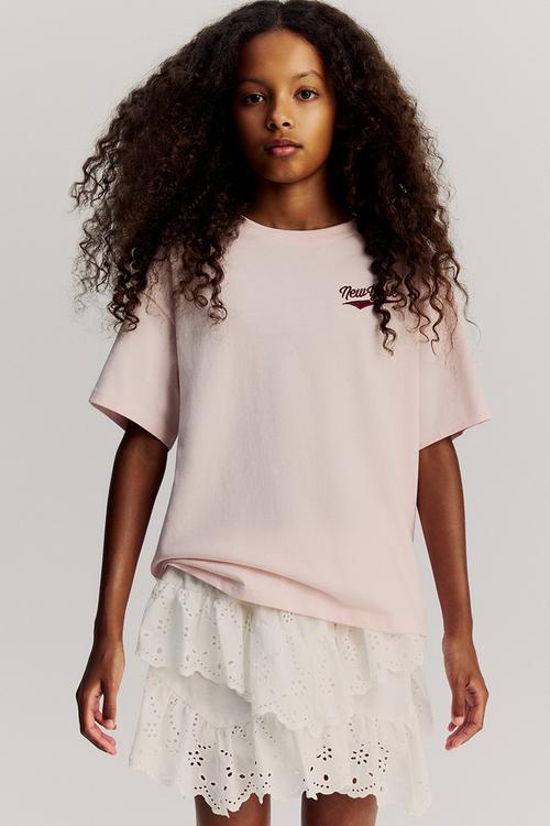 Oversized cotton t-shirt - light pink new york 