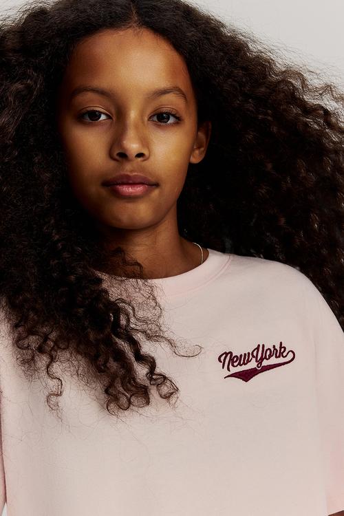 Oversized cotton t-shirt - light pink new york 