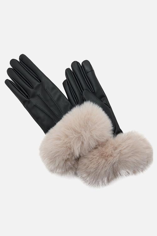 Otto gloves - black & light beige
