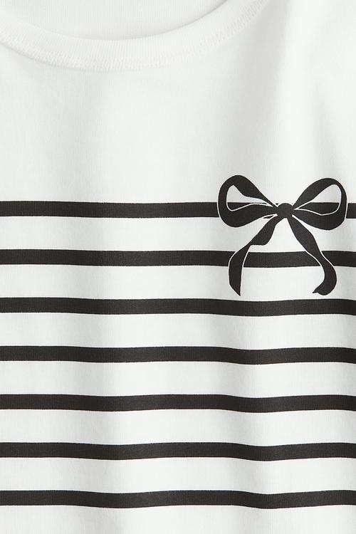 Print-motif t-shirt - white & black striped 