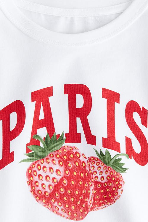 Print-motif t-shirt - white paris