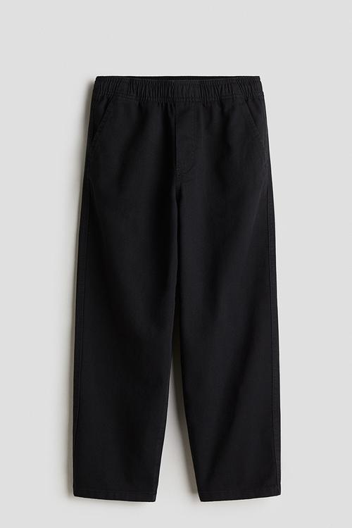 Cotton twill joggers - black