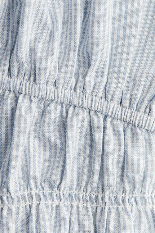 Smocked cotton blouse - light blue striped 