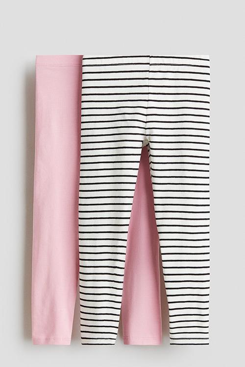 2-pack leggings - pink/striped 