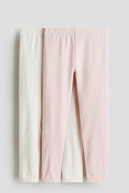 2-pack leggings -  light pink/light grey marl