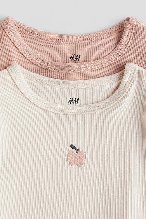 2-pack long-sleeved bodysuits - light pink/apple