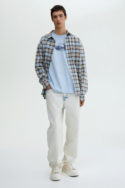 Loose fit printed T-shirt - light blue non redibit