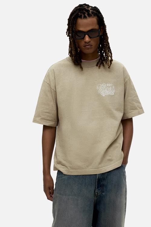 Loose fit printed T-shirt - beige