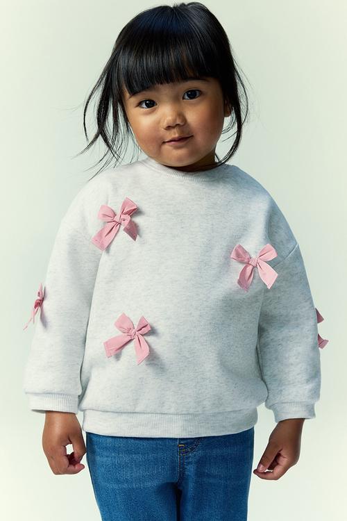 Motif-detail sweatshirt - light grey bows
