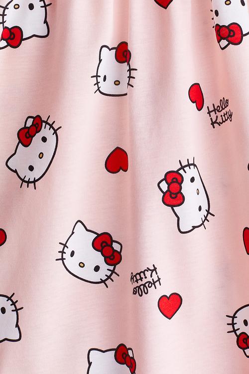 Printed cotton dress - light pink/hello kitty 