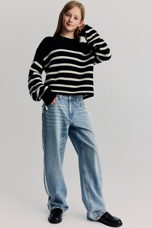 Cotton-blend jumper - black/striped 