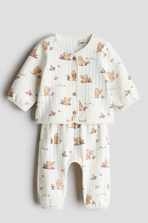 2-piece printed cotton set - white/winnie the pooh