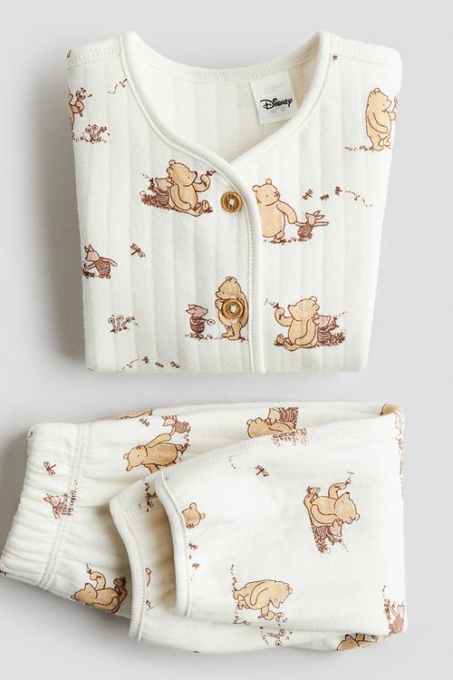 2-piece printed cotton set - white/winnie the pooh
