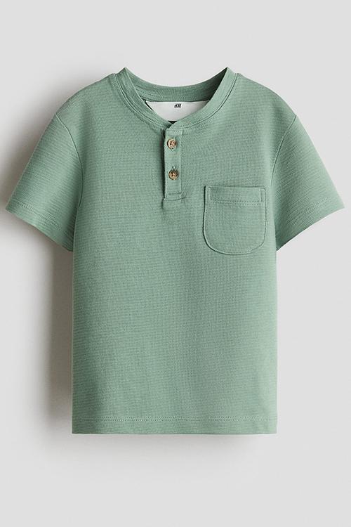 Cotton henley top - green