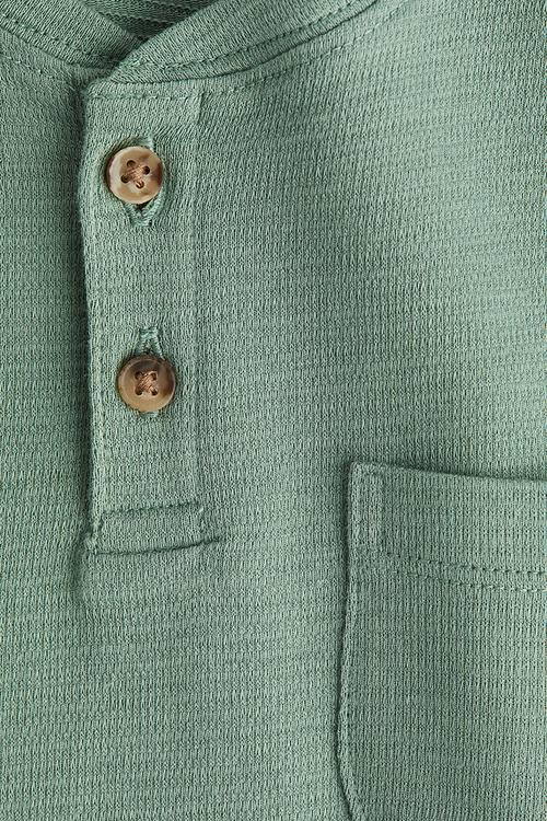 Cotton henley top - green