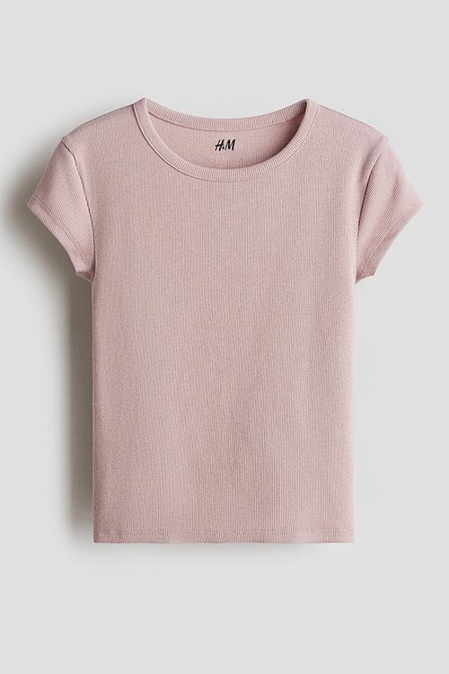 Ribbed cotton top - pink