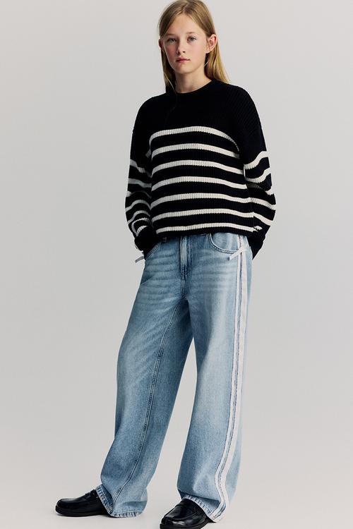 Baggy fit low jeans - denim blue/white