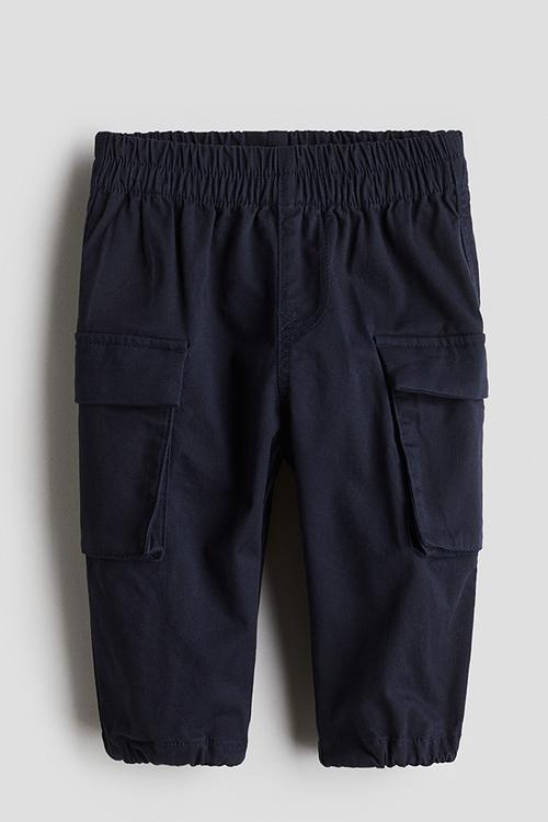 Cotton cargo trousers - navy blue 