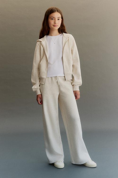 Brushed-inside joggers - light beige marl