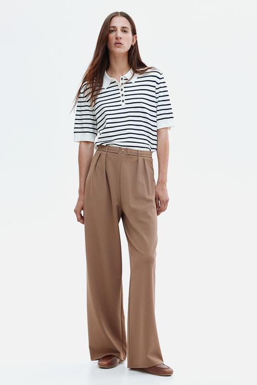 Buckle-detail tailored trousers - brown