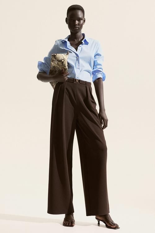 Buckle-detail tailored trousers - dark brown