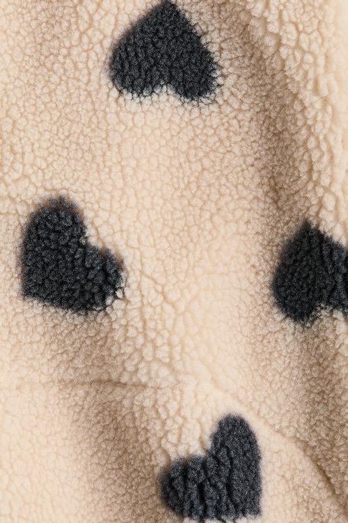 Teddy jacket -  beige/black hearts