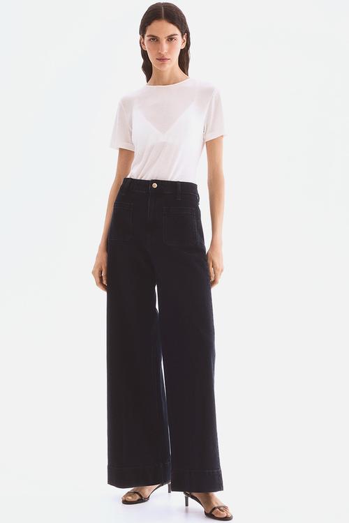 Wide high jeans - navy denim blue