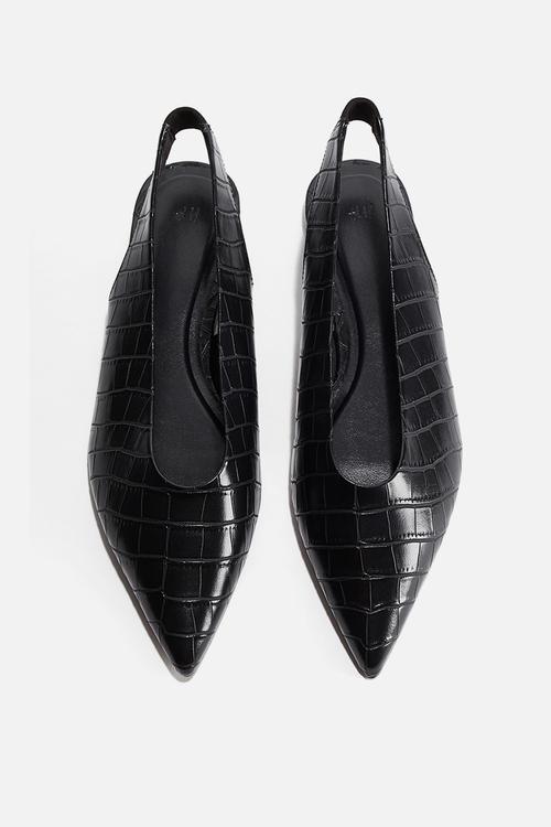 Pointed slingbacks - black crocodile pattern